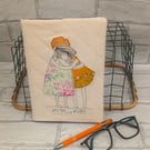 A5 book reuseable fabric book cover, student gift, reusable book cover, applique