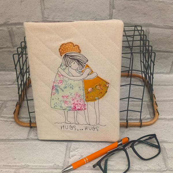 A5 book reuseable fabric book cover, student gift, reusable book cover, applique