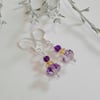 Dainty Feminine Balivian Ametrine,  Amethyst & Citrine Sterling Silver Earrings