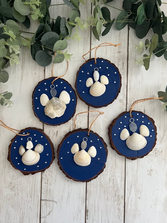 Angel Christmas Tree Decoration: Eco Friendly natural wood slice