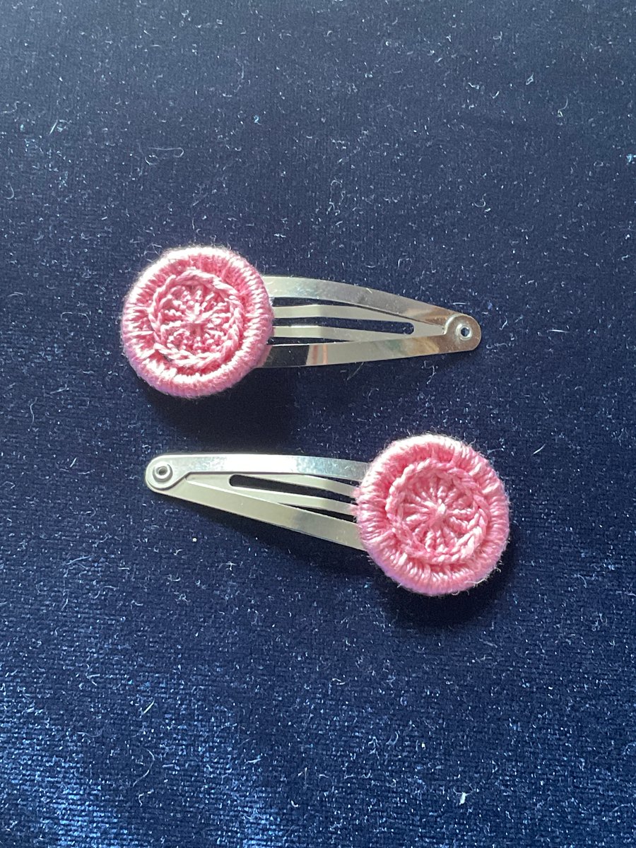 Dorset Button Hair Clips, Pair, Pale Pink