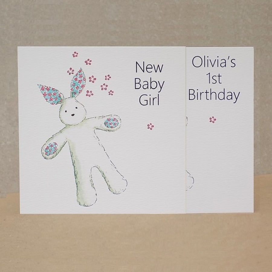 New Baby or 1st Birthday Card Personalised 