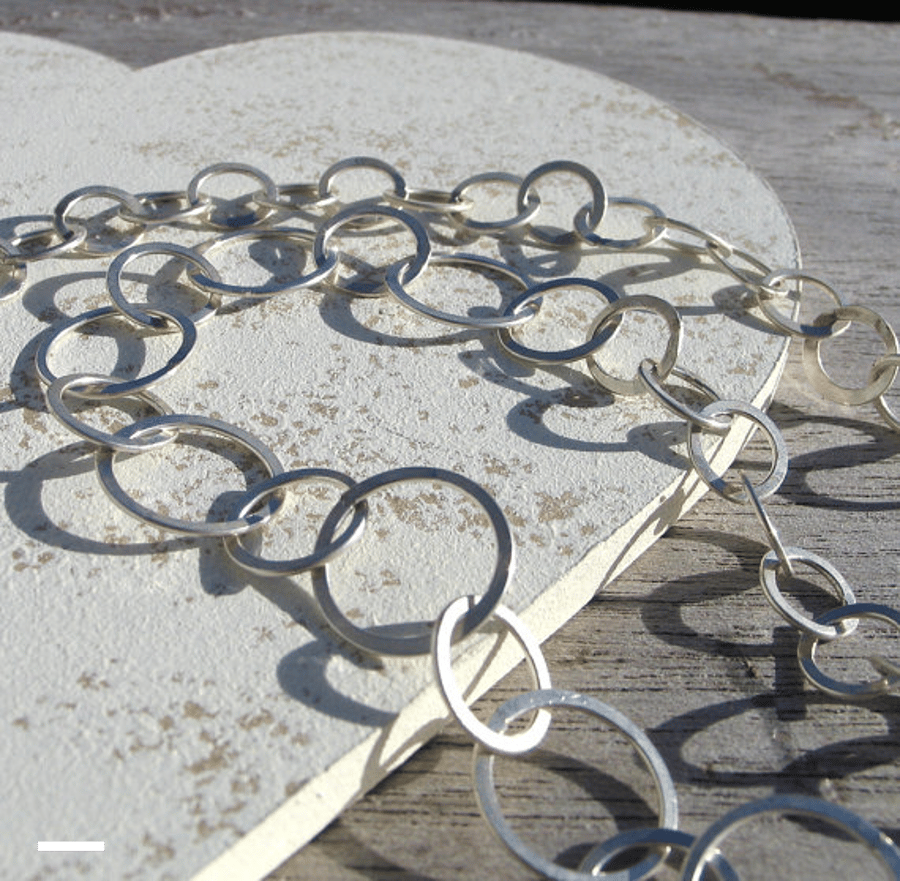 Silver Circles Necklace, Large Chain Necklace, Sterling Silver Jewellery