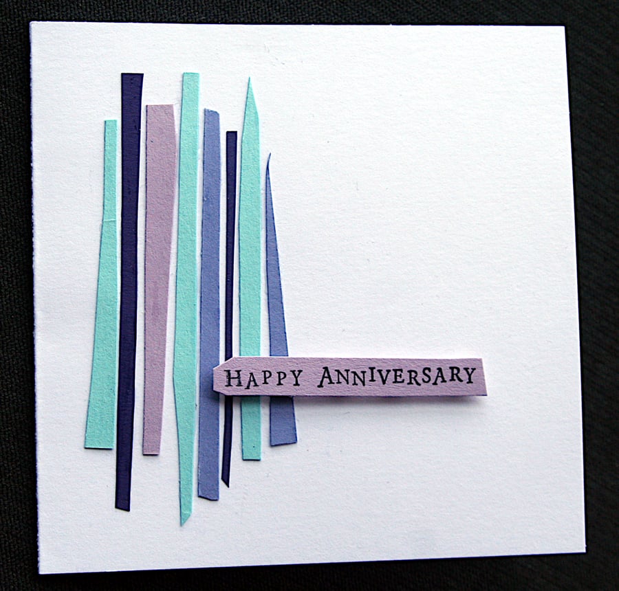 Happy Anniversary Stripes - Handcrafted Anniversary Card - dr21-0007