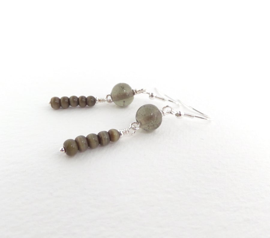 Khaki Silver Earrings