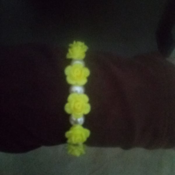 Yellow Rose Beaded Bracelet