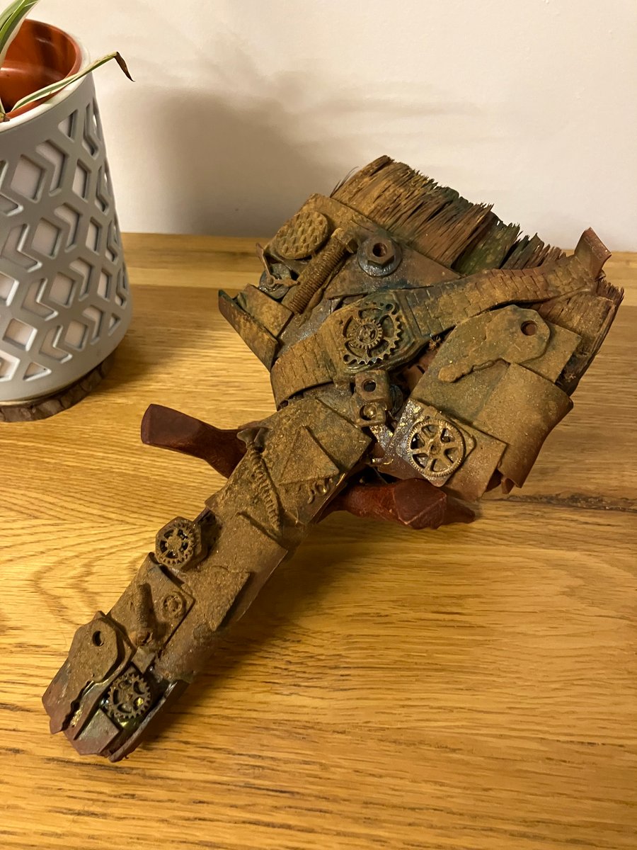 The Collector's Brush Steampunk Assemblage Sculpture with Vintage Watch Parts