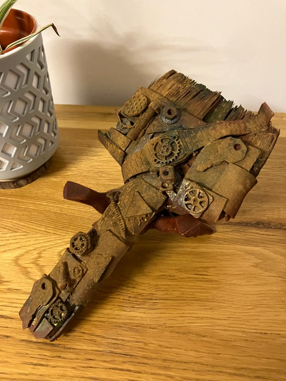 The Collector's Brush Steampunk Assemblage Sculpture with Vintage Watch Parts