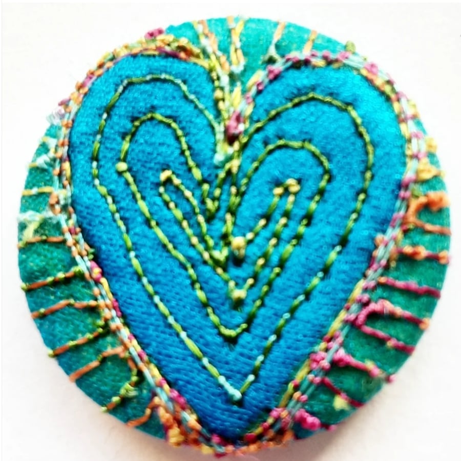 Buttons 1 inch button Hand Dyed Silks and Cottons Free Machine Embroidery Button