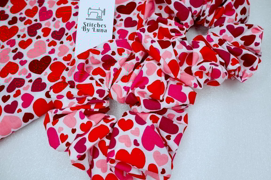 XXL Scrunchies UK, Heart Print Oversized Scrunchies, Gifts for her