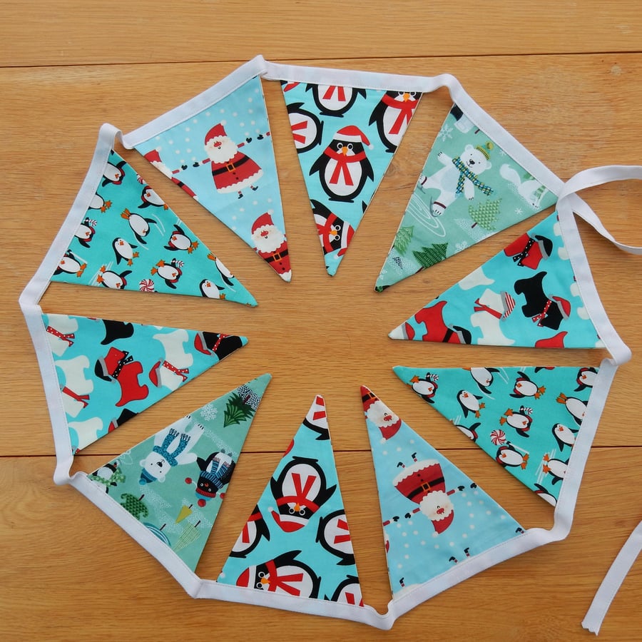 Christmas bunting dogs bears penguins and Santa