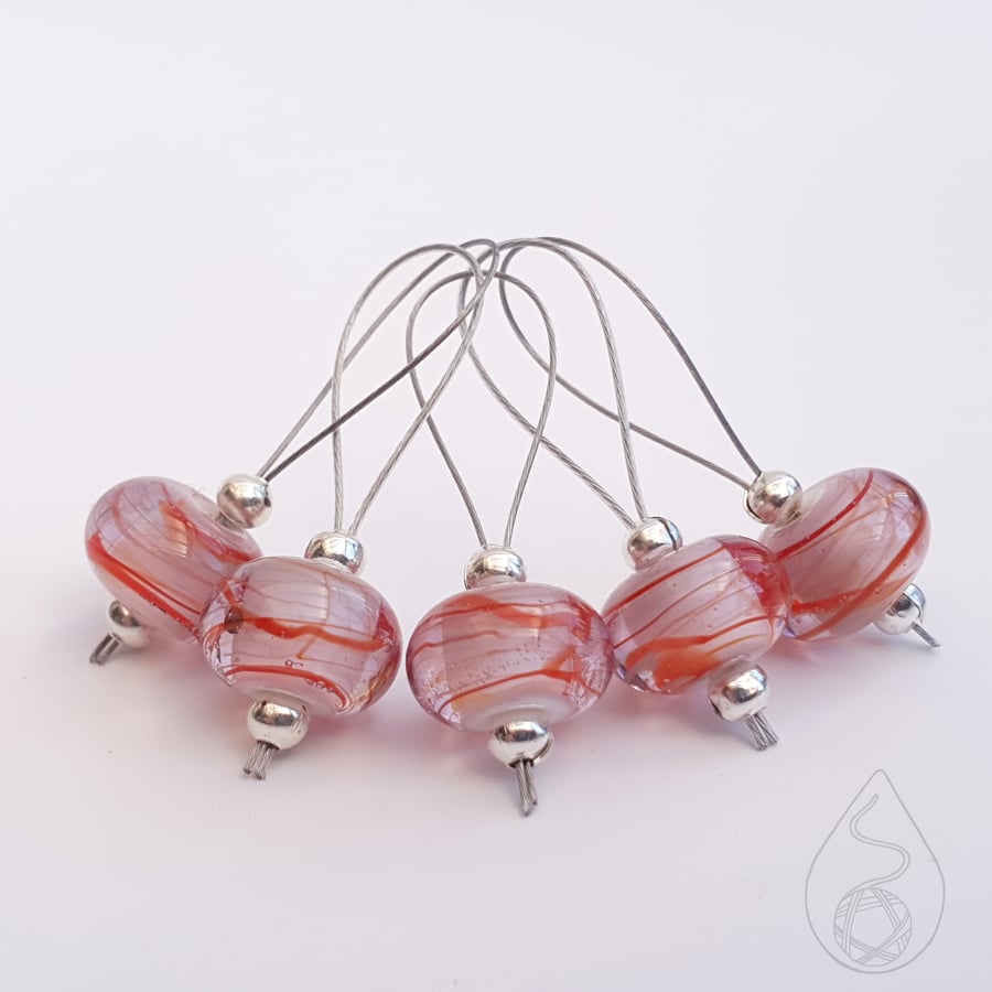 Lampwork Stitch Markers - Sea Anemone