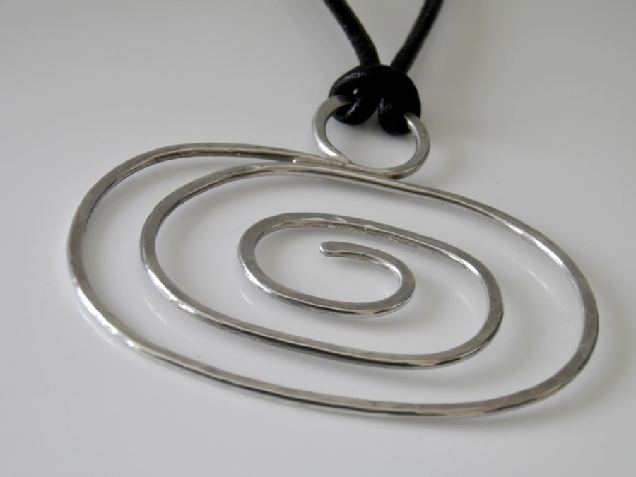 Large Sterling Silver Pendant on Leather