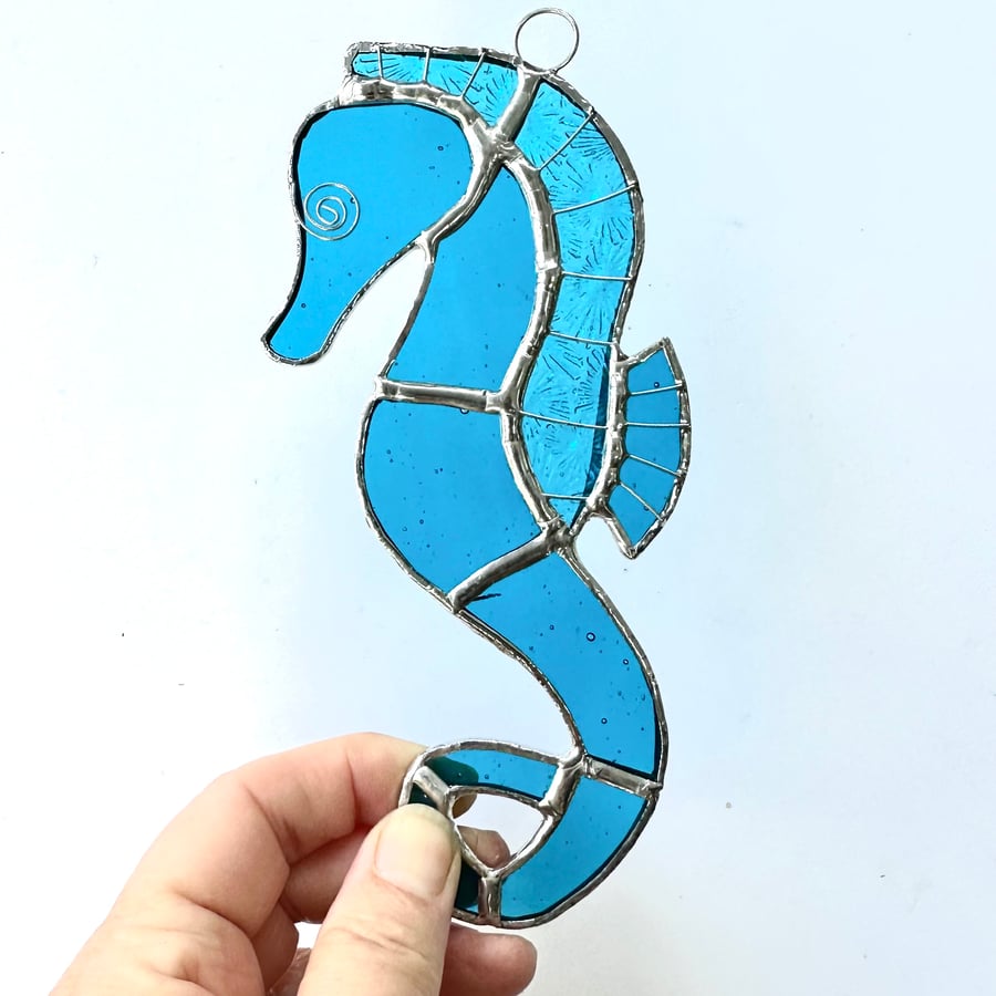 Stained Glass Seahorse Suncatcher- Handmade Window Decoration