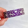 Woodland animals cuff bracelet, purple & brushed silver hares, hedgehogs . B381