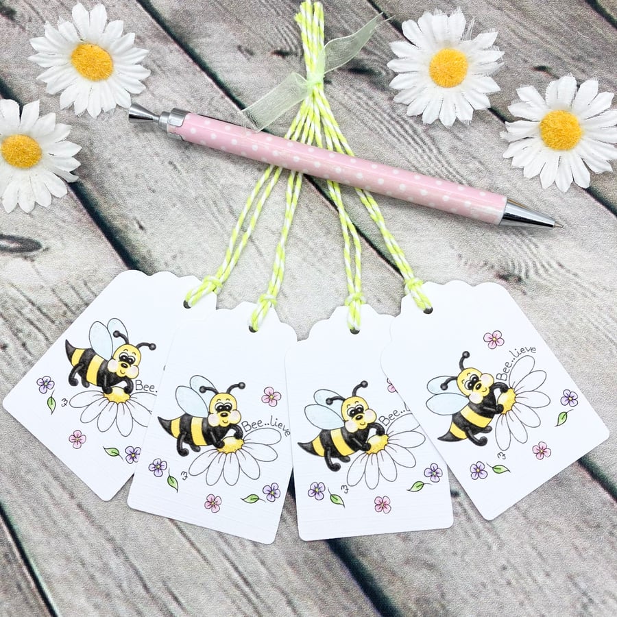 Bee..lieve Bee Gift Tags - set of 4 tags