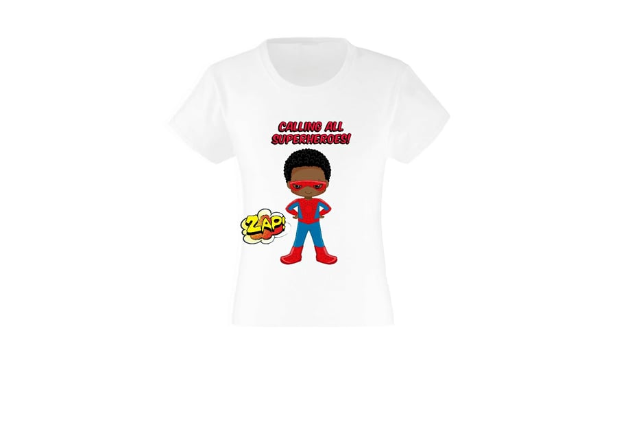 Black Boy Superhero T shirt - Custom Printed T shirt