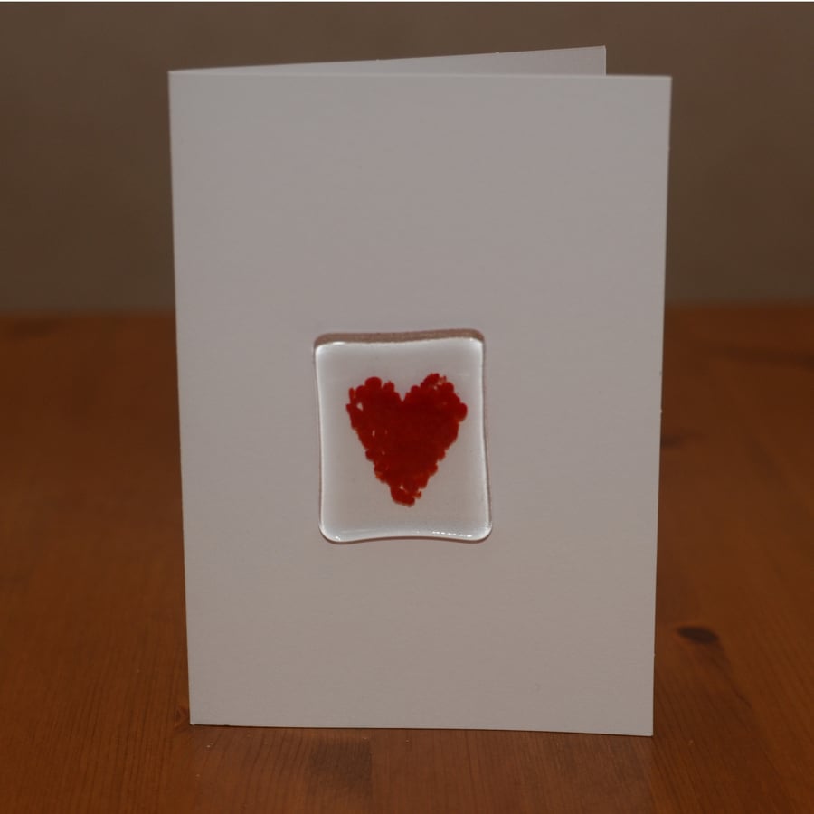 Red heart glass keepsake Valentine's card