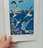 'Seagulls at St Ives' - linoprint - Image 2