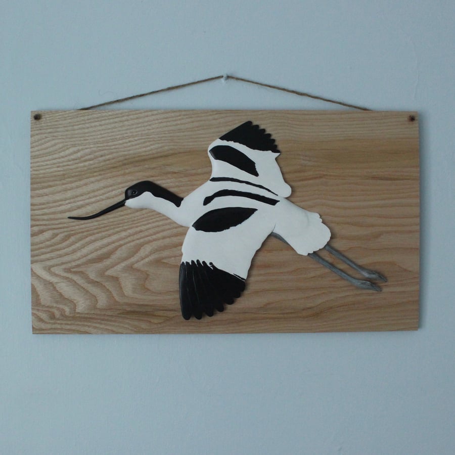 Avocet on ash panel