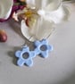 Simple Pale Blue Flower Hoop Earrings
