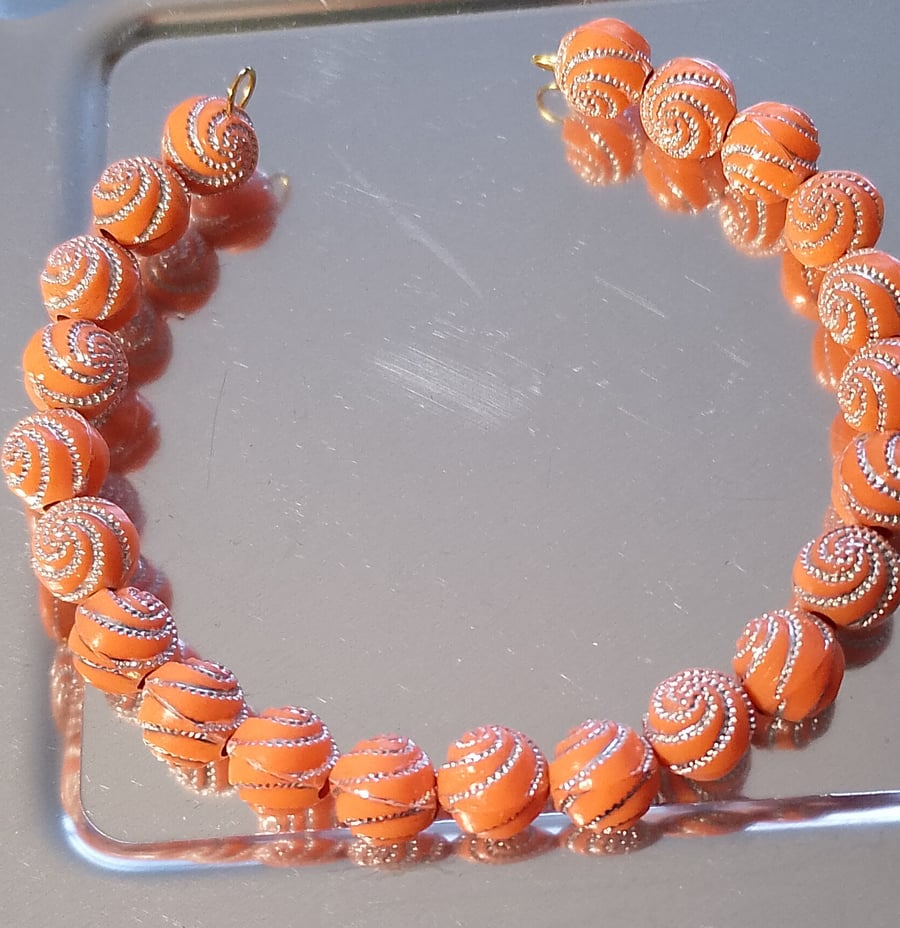 Pale Orange memory wire wrap bracelet