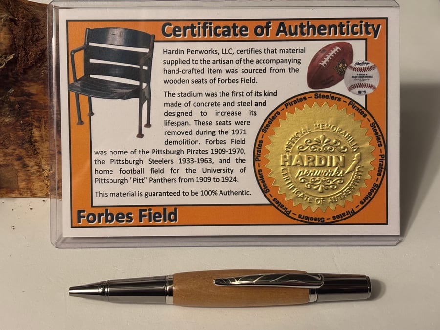 Rare Forbes Field Ballpoint Pen, Pittsburgh Pirates, Handmade Unique Baseball Gi