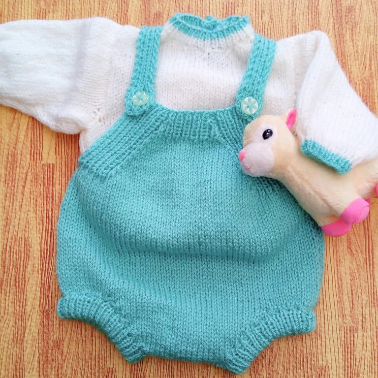 Baby's Hand Knitted Romper and Jumper Set, Hand Knitted Baby Outfit, Baby Gift