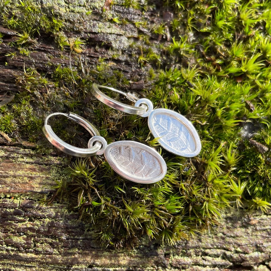 Sterling silver seedling earrings on hoops