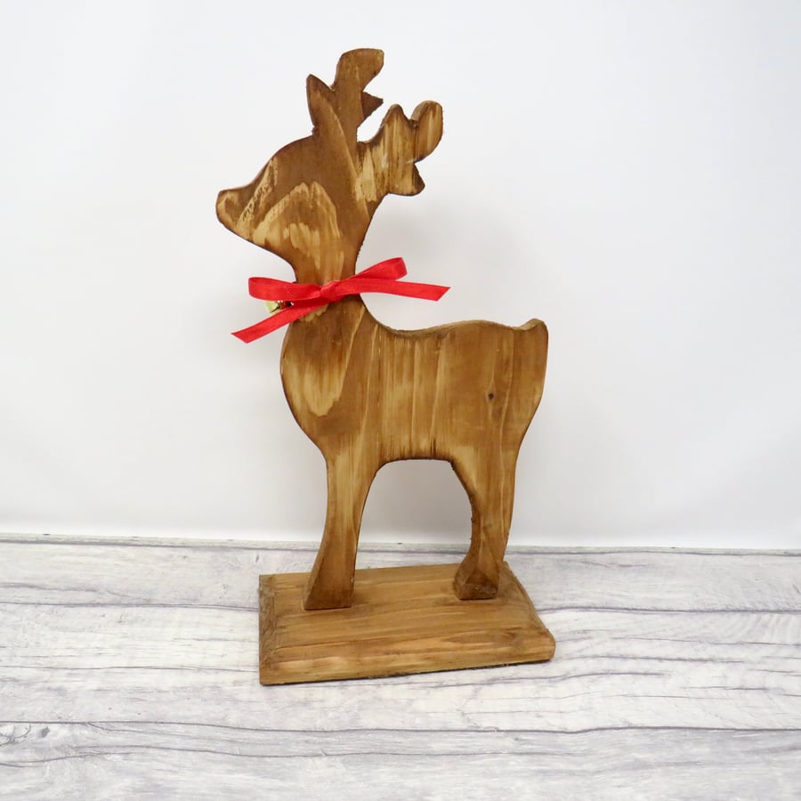 Wooden reindeer ornament
