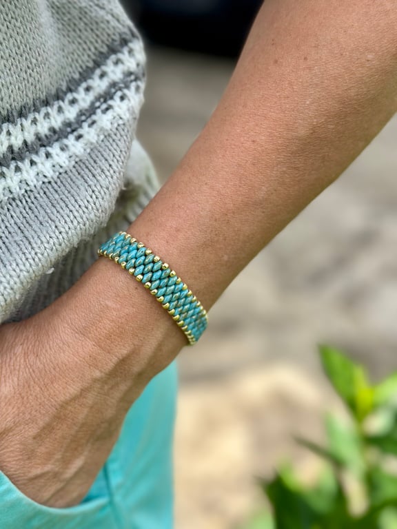 Slim SuperDuo Bracelet - Turquoise Picasso 