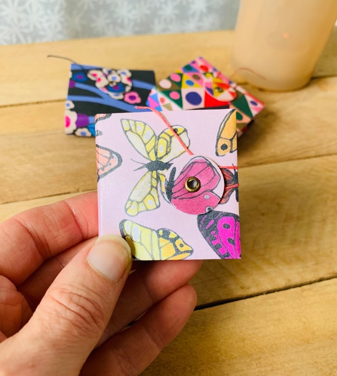 Tiny Concertina Sketchbook with Removable Butterfly Patterned Cover.