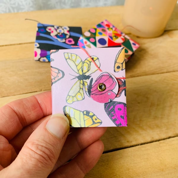 Tiny Concertina Sketchbook with Removable Butterfly Patterned Cover.