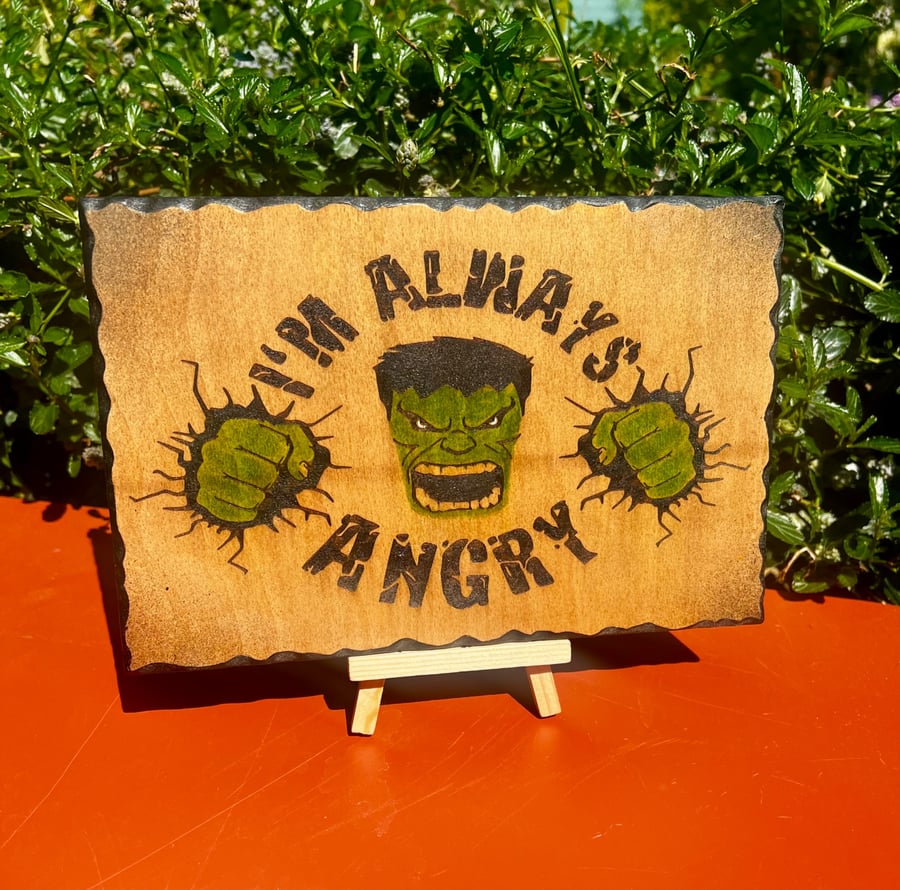 Incredible Hulk Wooden Plaque – Handmade Marvel Wall Art – Superhero Gift