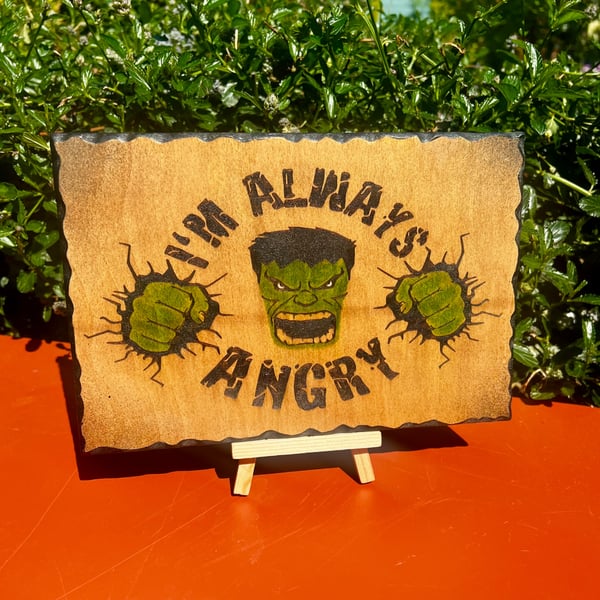 Incredible Hulk handcrafted wooden plaque 