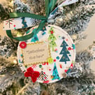 Personalised Christmas Tree Bauble - Santa Please Stop Here Hoop 