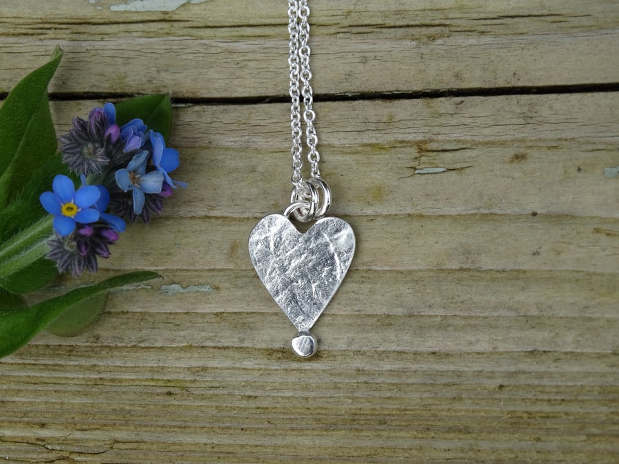 Tiny recycled silver heart pendant