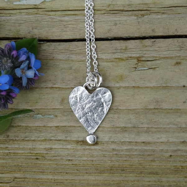 Tiny recycled silver heart pendant