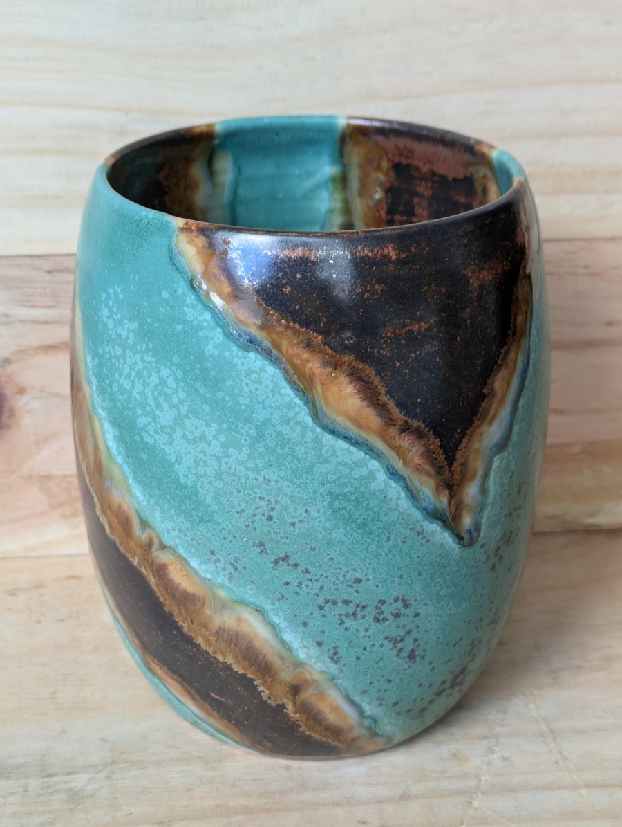 Copper & green vase