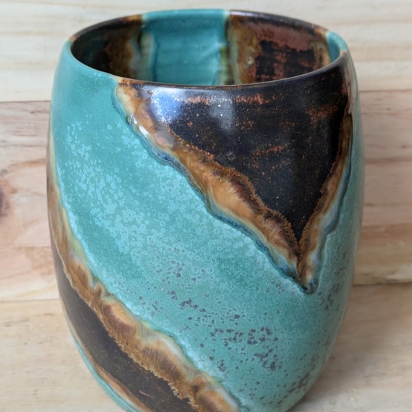 Copper & green vase