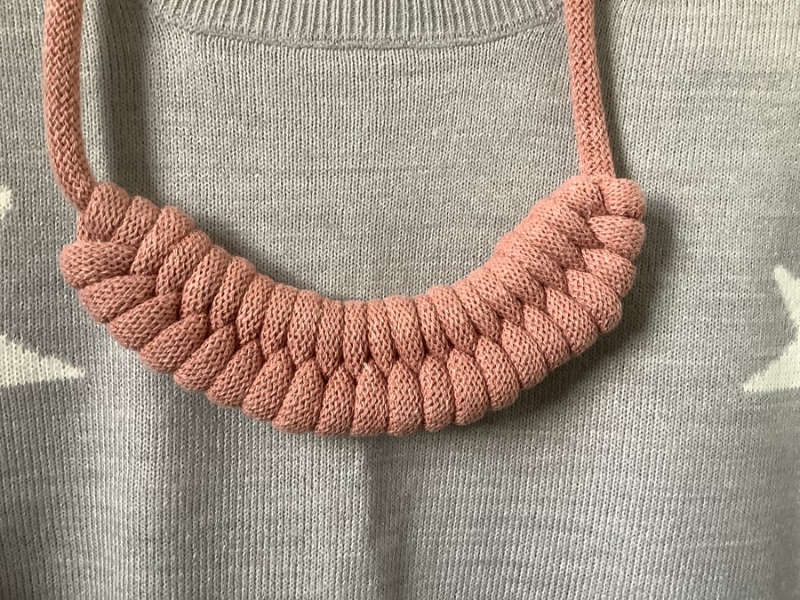 Macrame Textile Necklace in Jumbo Recycled Cotton Cord