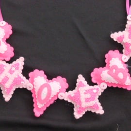 Hearts and Star Personalised Name Banner for a girl - Up to five letters