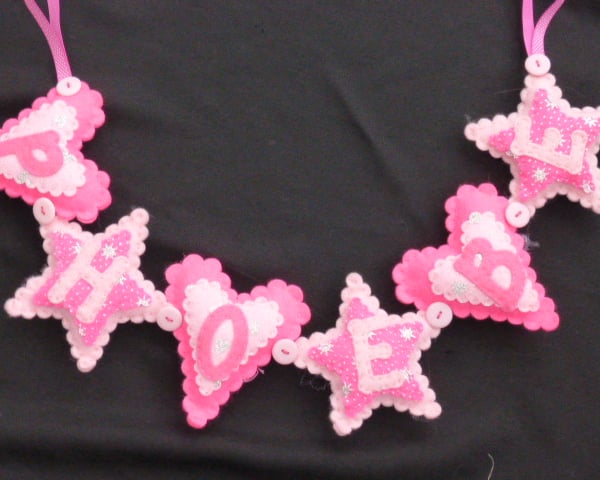 Hearts and Star Personalised Name Banner for a girl - Up to five letters