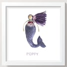 Personalised Mermaid Peg Doll Framed