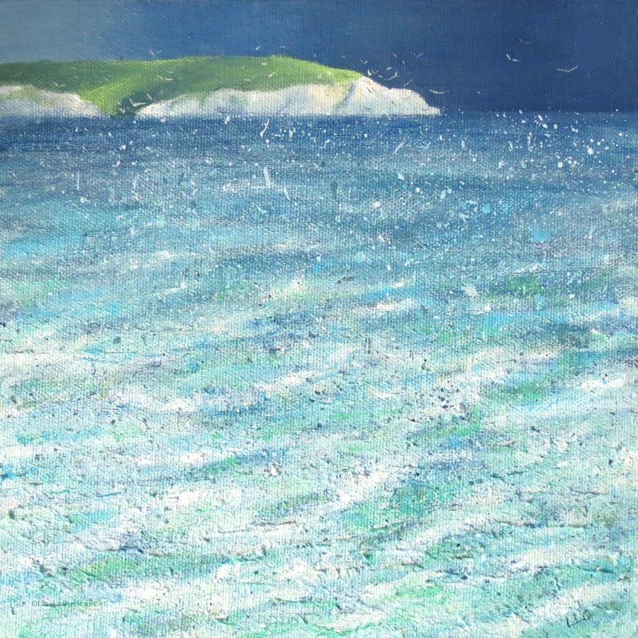 Sea storm original acrylic painting coastal art Jurassic coast Dorset sea view