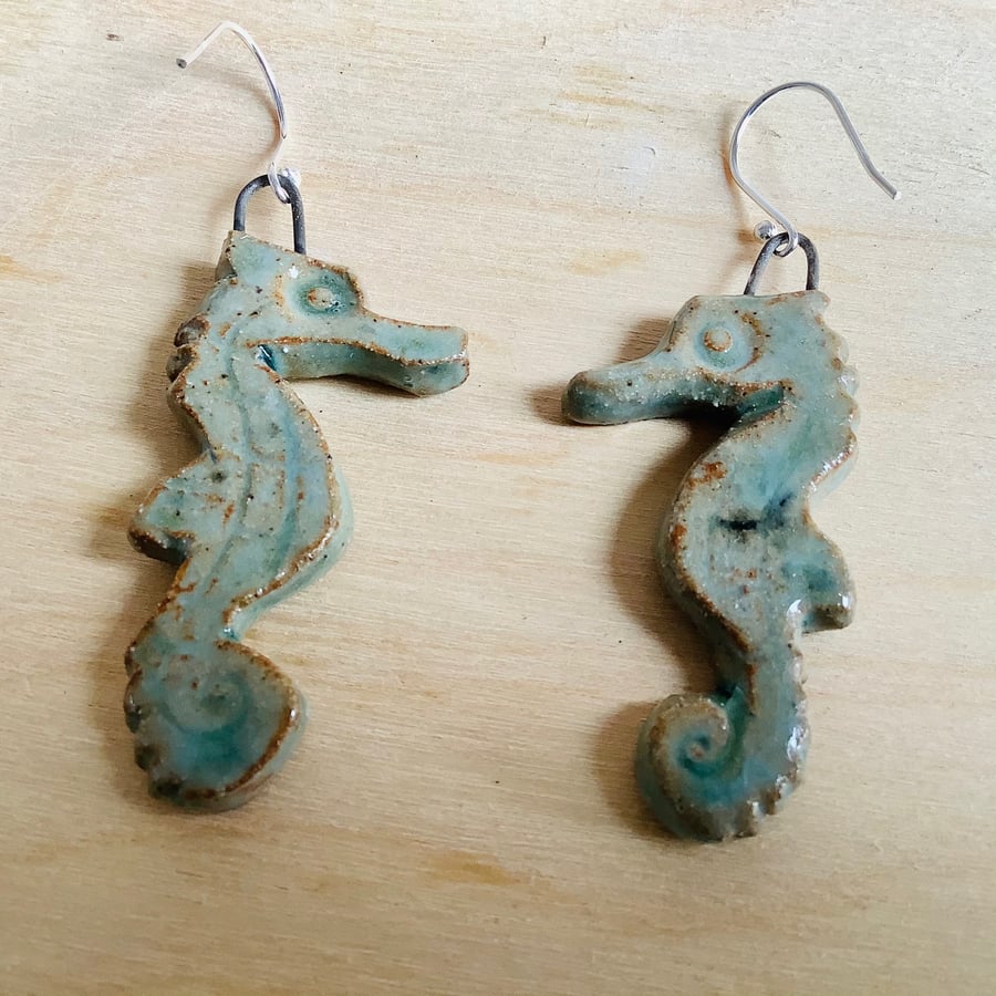 Sea horse earrings with sterling silver hooks