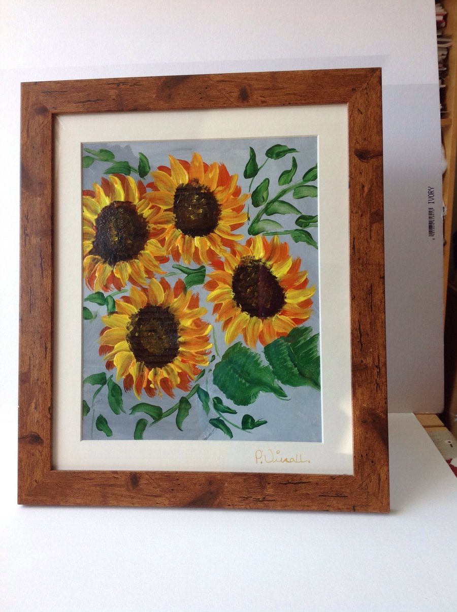 Acrylic painting sun flowers.