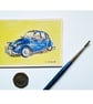 Original ACEO Miniature Watercolour Painting Citroen 2CV Classic Car