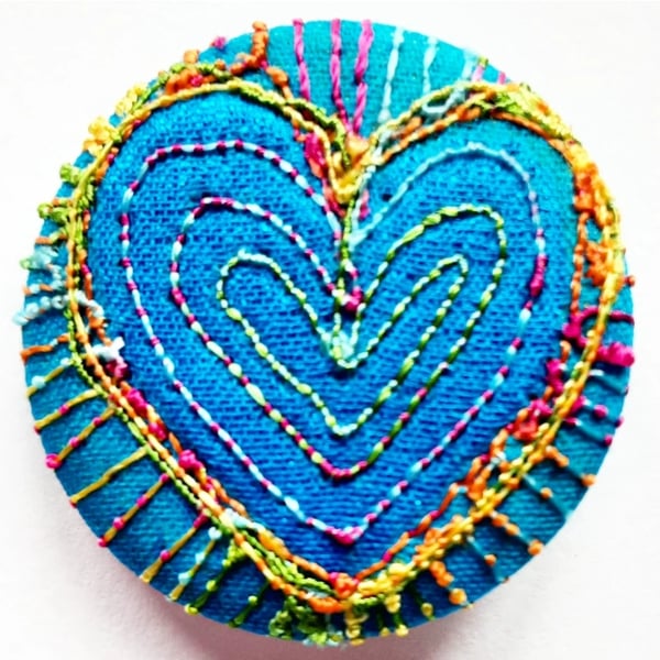 One Inch Badge Fabric Badge with Free Machine Embroidery 