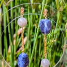 Handcrafted Asymmetric Sodalite & Labradorite Dangle Earrings